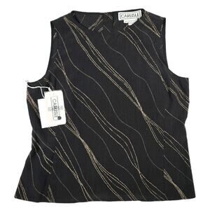 CARLISLE Women's Sleeveless Lightweight Top Button Back 100% Silk Drop Hem Sz 14